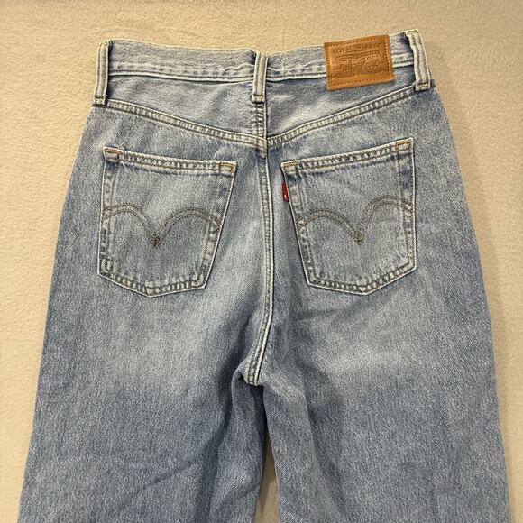 Levis Premium Jeans Women 26 Ribcage Wide Leg High Rise Light Wash 100% Cotton - Picture 11 of 13